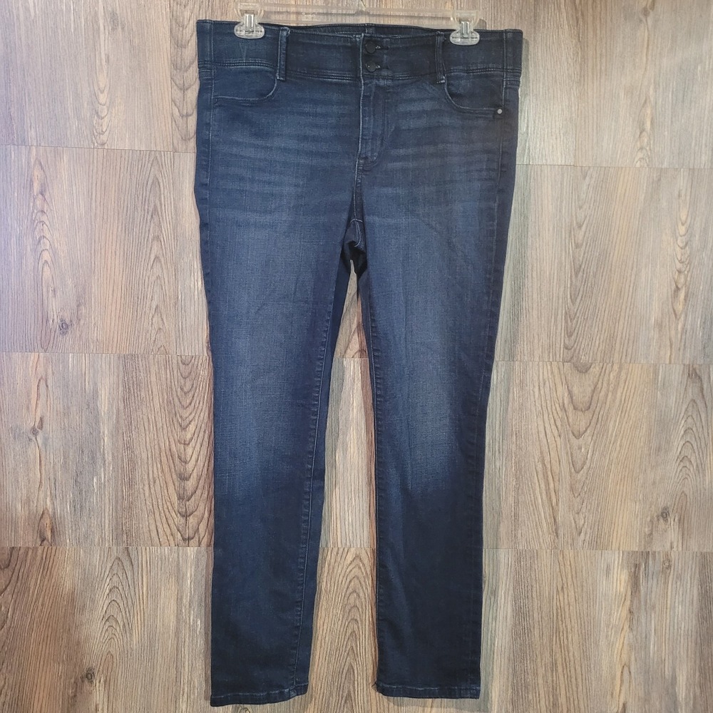 APT 9 Tummy Control Straight Jeans Size 16 x 29 Dark Wash Mid Rise Elastic Waist